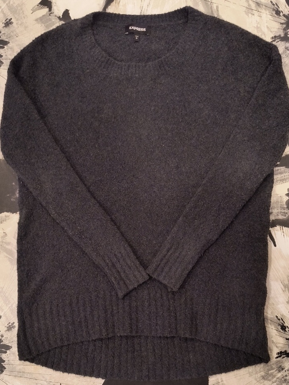 Express Women's Crewneck Sweater in Dark Charcoal Oversized Cozy